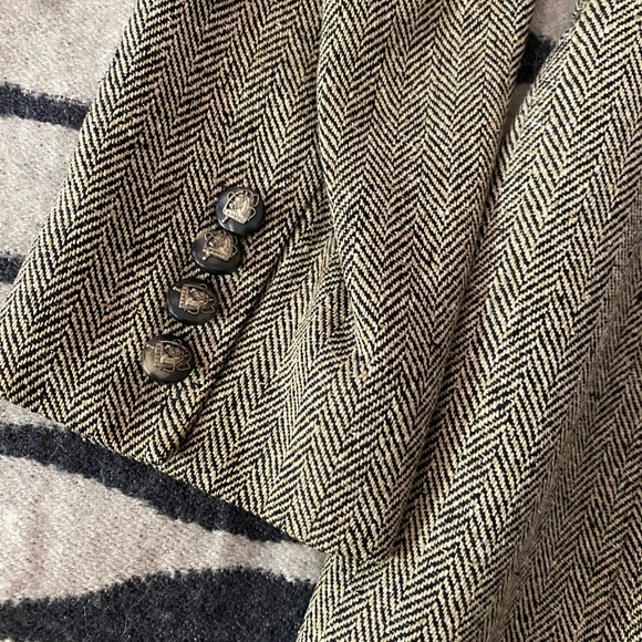 VTG Lauren Ralph Lauren Silk Herringbone Blazer Equestrian Buttons Size 6 - Picture 3 of 16